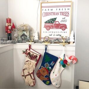 Gold “JOY” Mantle Weights for Hanging Stockings